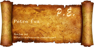 Petre Éva névjegykártya